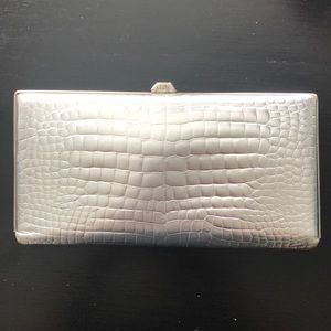 Lodis Silver Croc Print Clutch Wallet